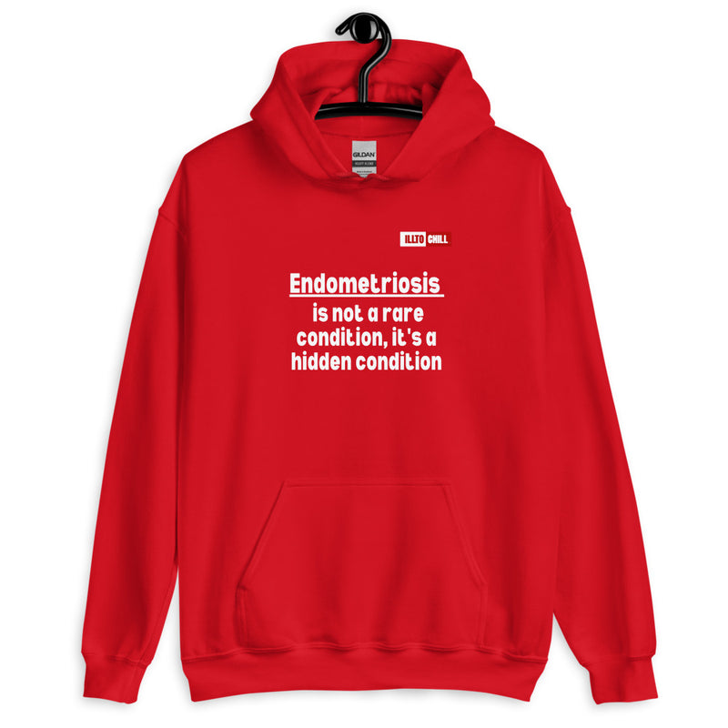 Red Hoodie Front 2 - ILLTOCHILL Endometriosis awareness educational quote endo gift Unisex Hoodie.