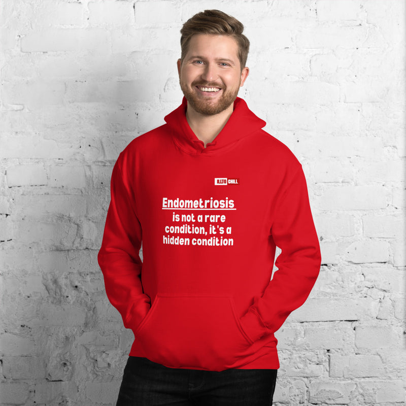 Red Hoodie Front 3 - ILLTOCHILL Endometriosis awareness educational quote endo gift Unisex Hoodie.