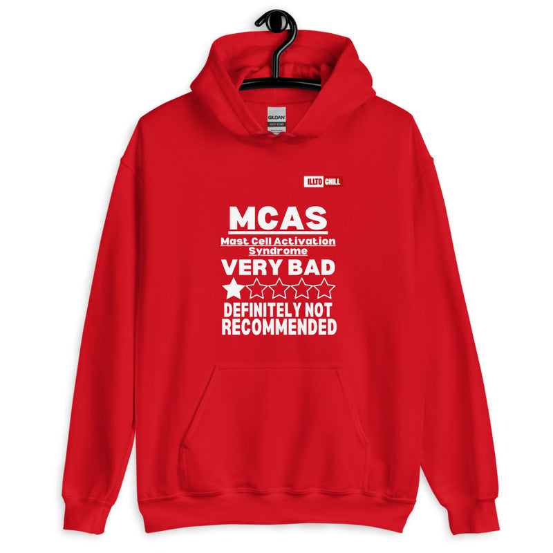 Red Hoodie Front 2 - ILLTOCHILL Mast cell activation syndrome awareness 'MCAS Review' funny gift Unisex Hoodie.