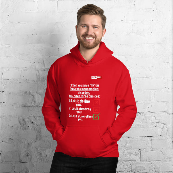 Red Hoodie Front 3 - ILLTOCHILL Idiopathic intracranial hypertension 'Neurological disorder' IIH fighter gift Unisex Hoodie.