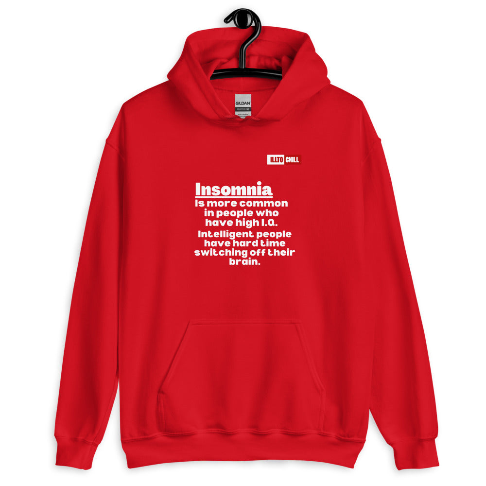 Red Hoodie Front 2 - ILLTOCHILL 'Insomnia is common in high IQ people' sarcastic insomnia awareness gift Unisex Hoodie.