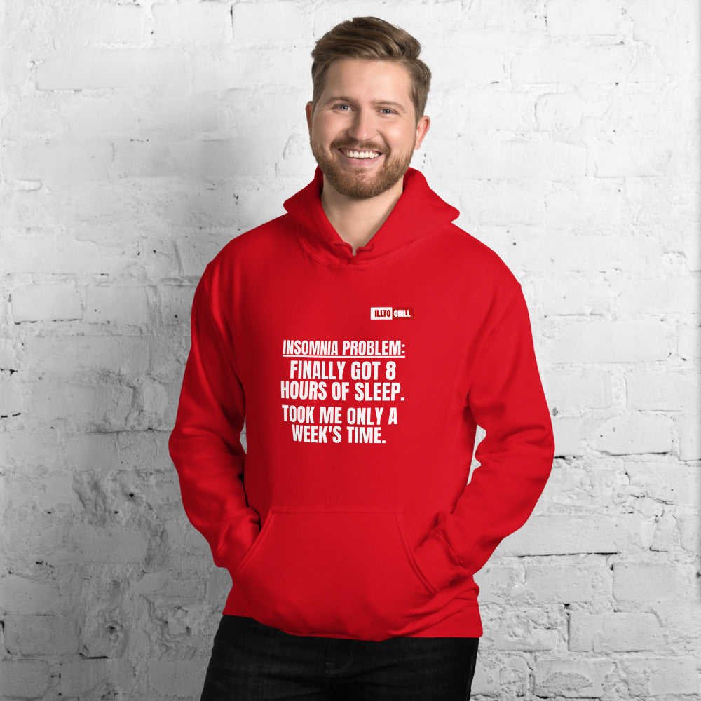 Red Hoodie Front 3 - ILLTOCHILL Insomnia Support '8 Hours Sleep' funny gift Unisex Hoodie.