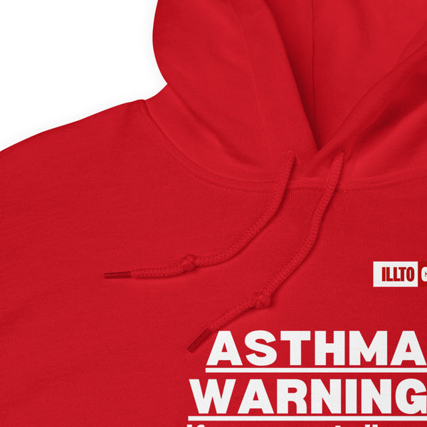 Red Hoodie Detail 1 - ILLTOCHILL 'Asthma Warning' funny asthma awareness gift Unisex Hoodie