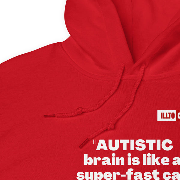Red Hoodie Detail 1 - ILLTOCHILL Autism awareness 'How the Autistic brain works' autism acceptance gift Unisex Hoodie
