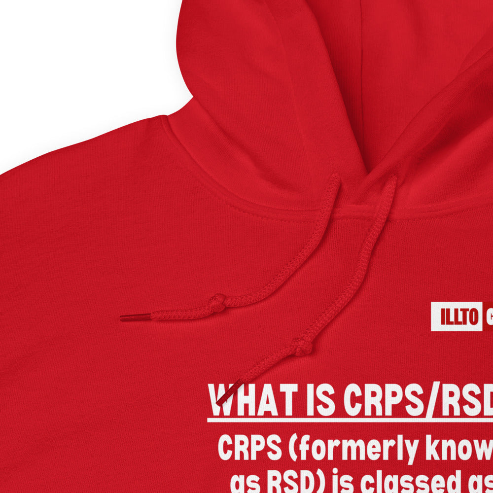 Red Hoodie Detail 1 - ILLTOCHILL Complex regional pain syndrome awareness 'What is CRPS,RSD' gift Unisex Hoodie.