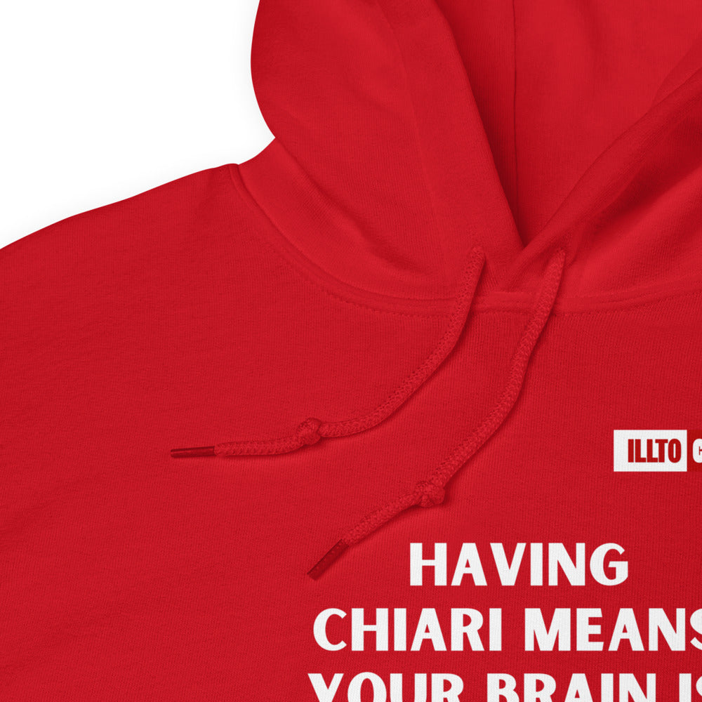 Red Hoodie Detail 1 - ILLTOCHILL CM Chiari Malformation Brain bigger than skull' Gift Unisex Hoodie.