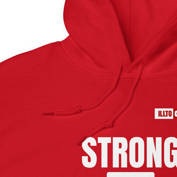 Red Hoodie Detail 1 - ILLTOCHILL Chiari Malformation Awareness 'Strong is equal to Batting CM ' Gift Unisex Hoodie.