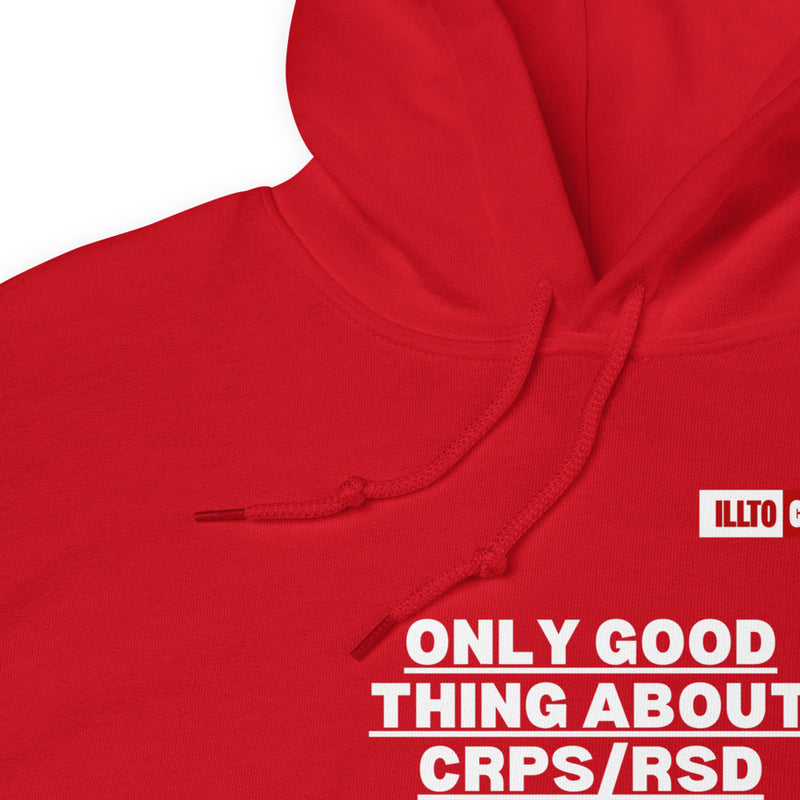 Red Hoodie Detail 1 - ILLTOCHILL Complex regional pain syndrome awareness 'Only good thing about crpsrsd' gift Unisex Hoodie.