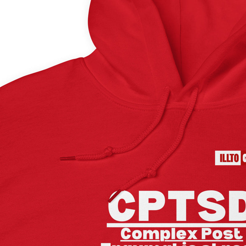 Red Hoodie Detail 1 - ILLTOCHILL CPTSD Review, Complex post traumatic stress disorder sarcastic gift Unisex Hoodie.
