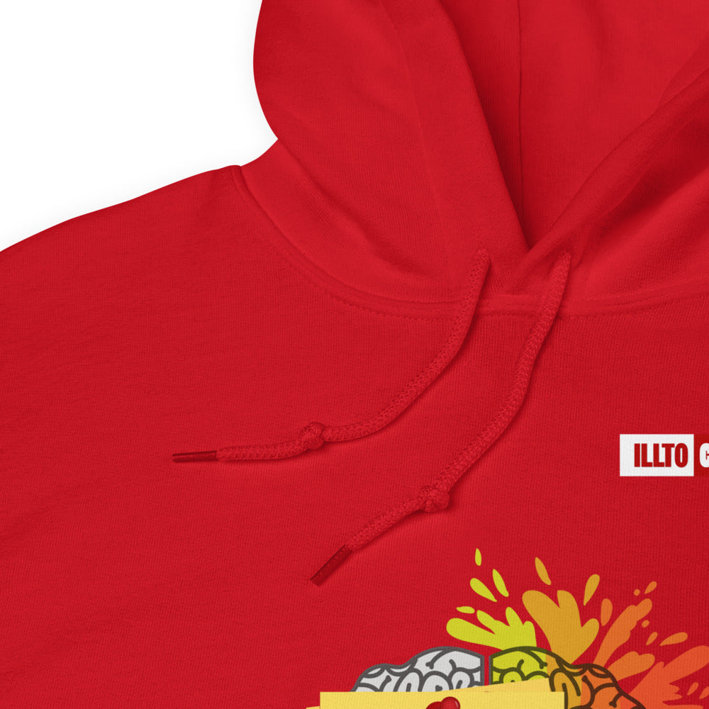 Red Hoodie Detail 1 - ILLTOCHILL CPTSD 'Out of order' Complex post traumatic stress disorder Awareness gift Unisex Hoodie.