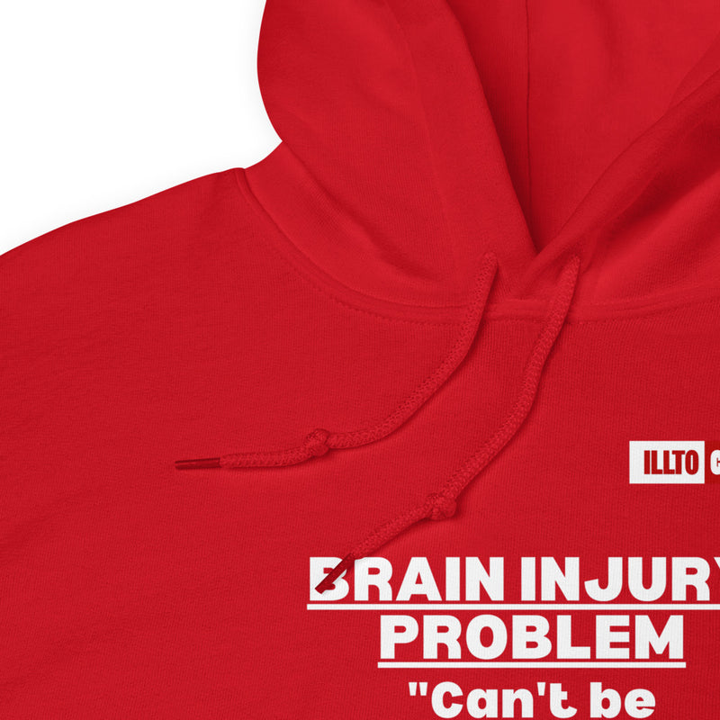 Red Hoodie Detail 1 - ILLTOCHILL Brain injury problem 'can't understand from outside, can't explain from inside' TBI support gift Unisex Hoodie.