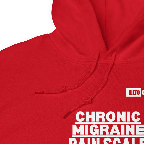 Red Hoodie Detail 1 - ILLTOCHILL Chronic Migraine 'Pain scale' migraine awareness gift Unisex Hoodie.
