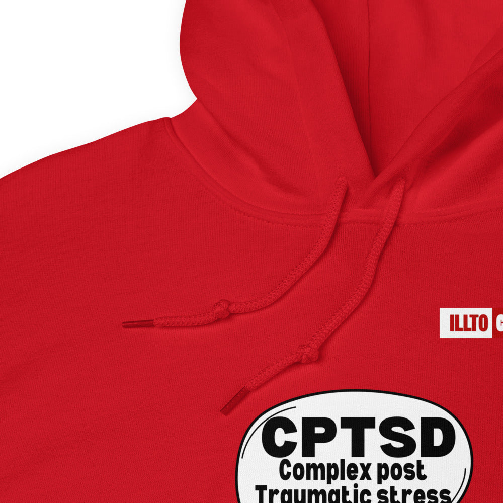 Red Hoodie Detail 1 - ILLTOCHILL Complex post traumatic stress disorder awareness 'Agonizing idea' cptsd gift Unisex Hoodie.