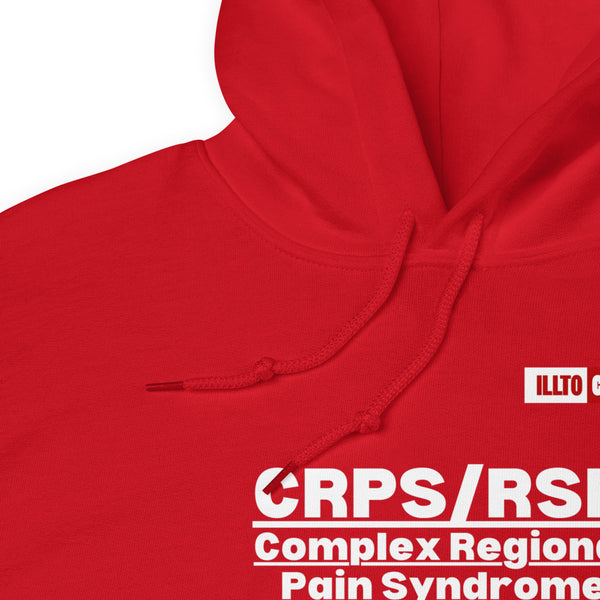 Red Hoodie Detail 1 - ILLTOCHILL Complex Regional Pain Syndrome 'Last thing to think about' crps awareness Unisex Hoodie.