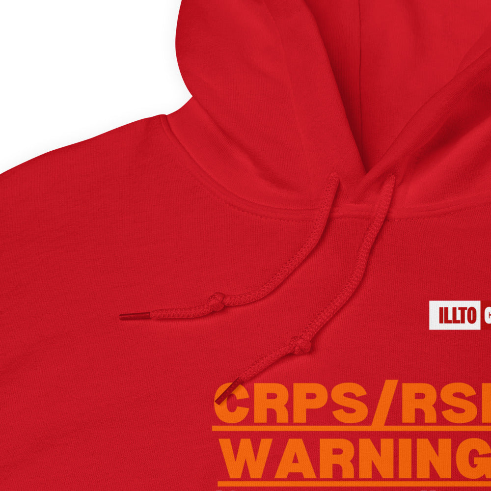 Red Hoodie Detail 1 - ILLTOCHILL 'Complex regional pain syndrome Warning' CRPSRSD awareness sarcastic gift Unisex Hoodie.