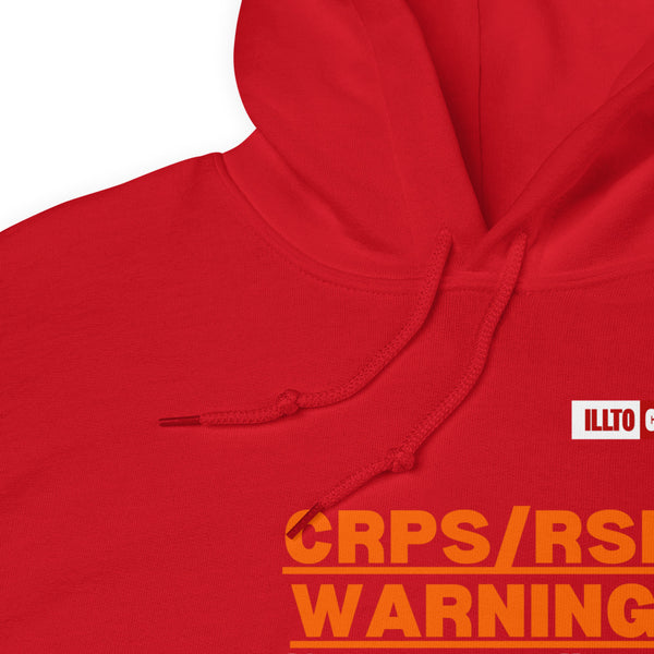 Red Hoodie Detail 1 - ILLTOCHILL 'Complex regional pain syndrome Warning' CRPSRSD awareness sarcastic gift Unisex Hoodie.