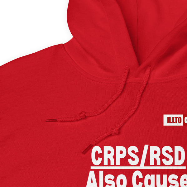 Red Hoodie Detail 1 - ILLTOCHILL Complex regional pain syndrome awareness 'CRPS,RSD causes Allodynia' educational gift Unisex Hoodie.