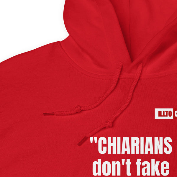Red Hoodie Detail 1 - ILLTOCHILL CM Chiari Malformation Awareness, 'Chiarians dont fake their illnes' Gift Unisex Hoodie.