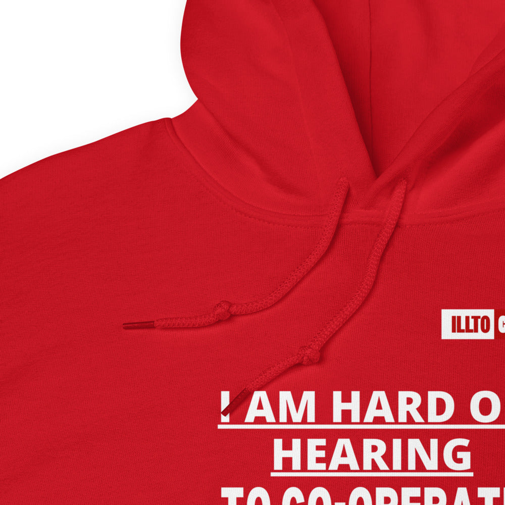 Red Hoodie Detail 1 - ILLTOCHILL Hard of hearing 'Co-opration Steps' hearing impaired gift Unisex Hoodie.