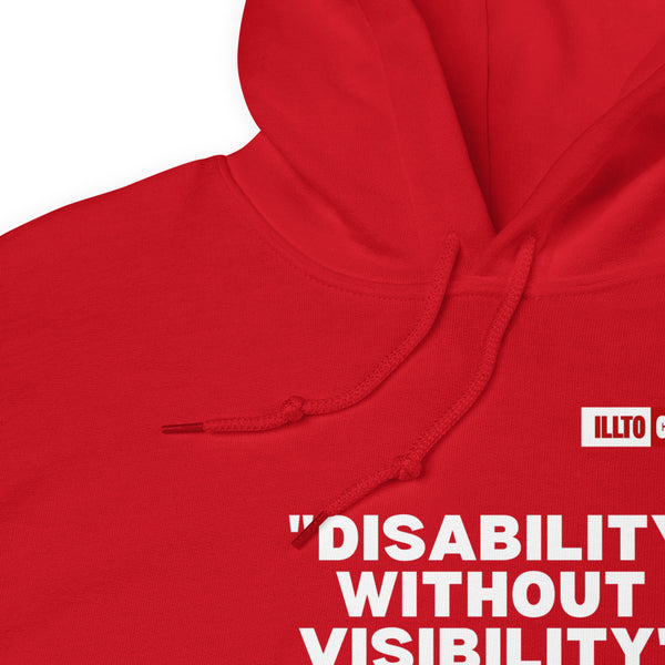 Red Hoodie Detail 1 - ILLTOCHILL Fibromyalgia awareness 'Disability without visibility' fibro gift Unisex Hoodie.