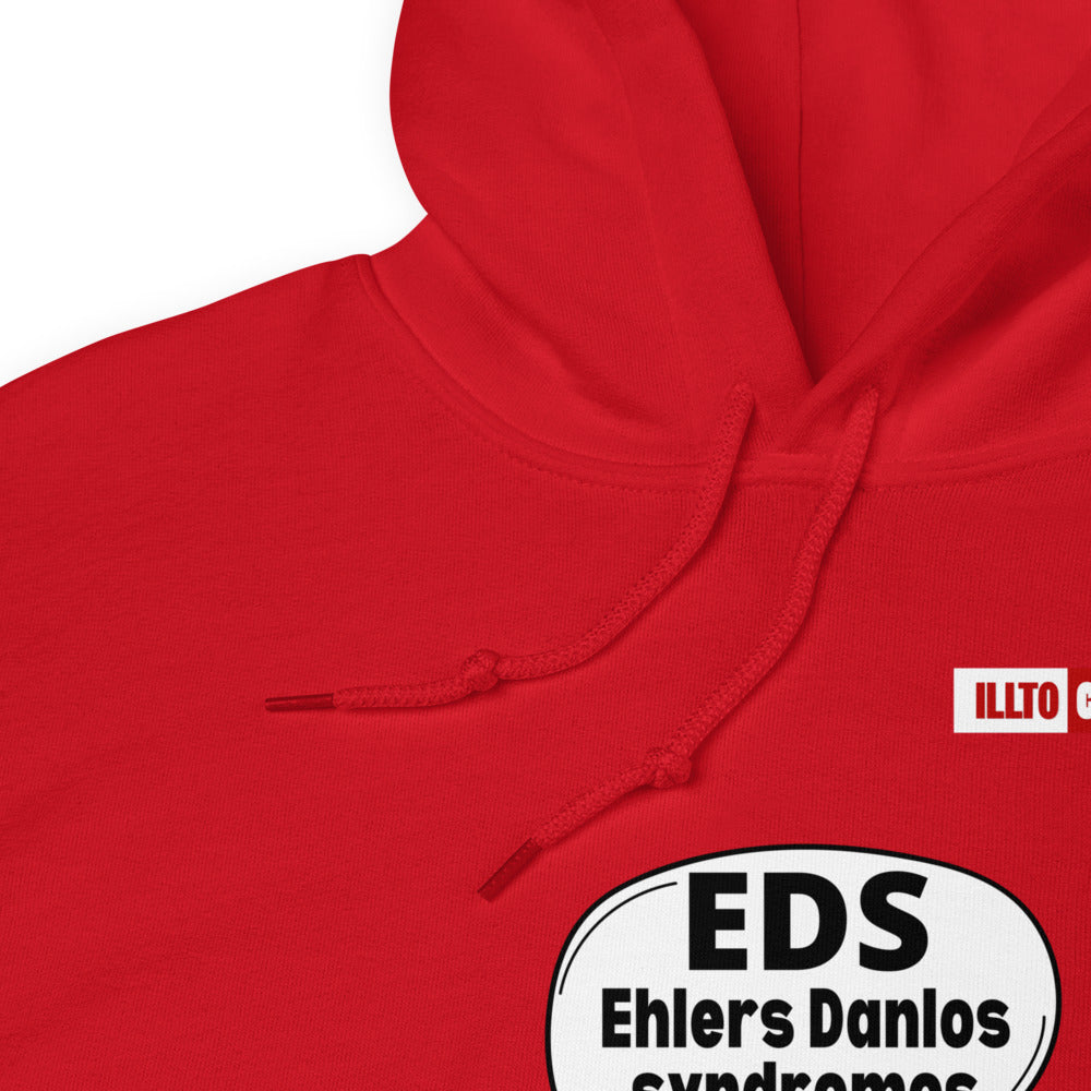 Red Hoodie Detail 1 - ILLTOCHILL Ehlers-Danlos syndrome awareness 'It's a painful idea' eds support gift Unisex Hoodie.