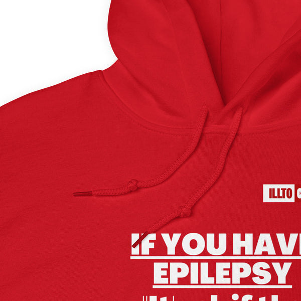 Red Hoodie Detail 1 - ILLTOCHILL Epilepsy awareness 'Its Ok just to breathe' epileptic seizures gift Unisex Hoodie.