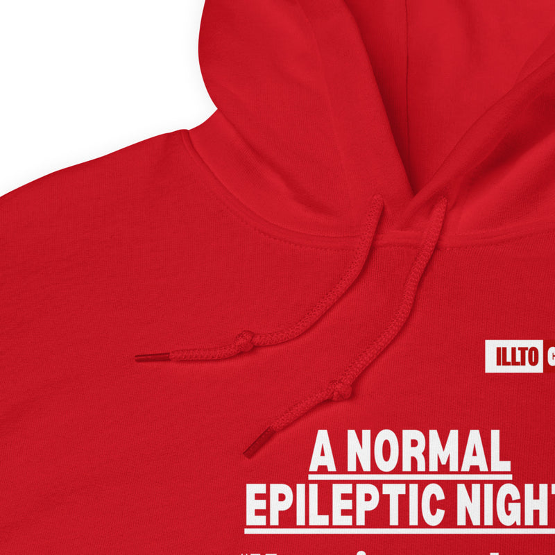 Red Hoodie Detail 1 - ILLTOCHILL Epilepsy awareness 'Epileptic Night' epilepsy support gift Unisex Hoodie.