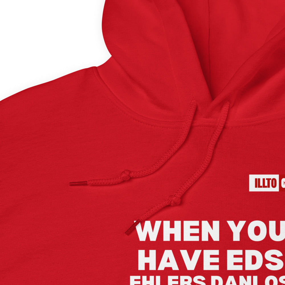Red Hoodie Detail 1 - ILLTOCHILL Ehlers-Danlos syndrome awareness 'It isn't just pain' eds educational gift Unisex Hoodie.