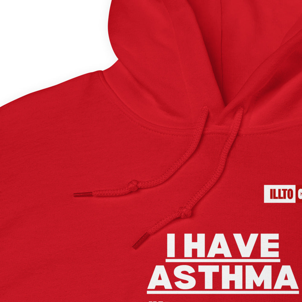 Red Hoodie Detail 1 - ILLTOCHILL I have Asthma pun quote, Asthma awareness Gift Unisex Hoodie.