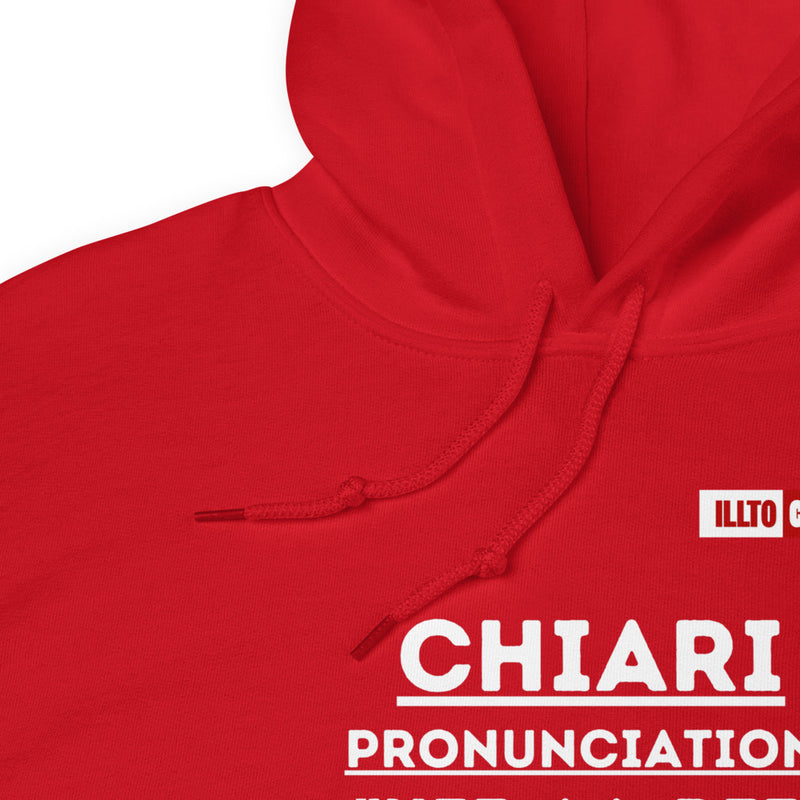 Red Hoodie Detail 1 - ILLTOCHILL How to say Chiari Malformation Awareness gift Unisex Hoodie.