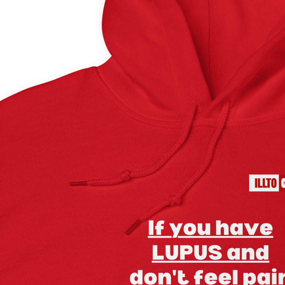Red Hoodie Detail 1 - ILLTOCHILL Lupus Pain awareness sarcastic lupus gift for autoimmune disease Unisex Hoodie.