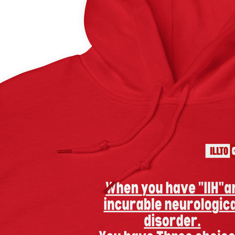 Red Hoodie Detail 1 - ILLTOCHILL Idiopathic intracranial hypertension 'Neurological disorder' IIH fighter gift Unisex Hoodie.