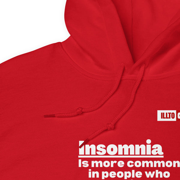 Red Hoodie Detail 1 - ILLTOCHILL 'Insomnia is common in high IQ people' sarcastic insomnia awareness gift Unisex Hoodie.