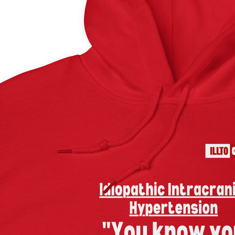Red Hoodie Detail 1 - ILLTOCHILL Idiopathic intracranial hypertension 'Wish just had headache' IIH awareness gift Unisex Hoodie.