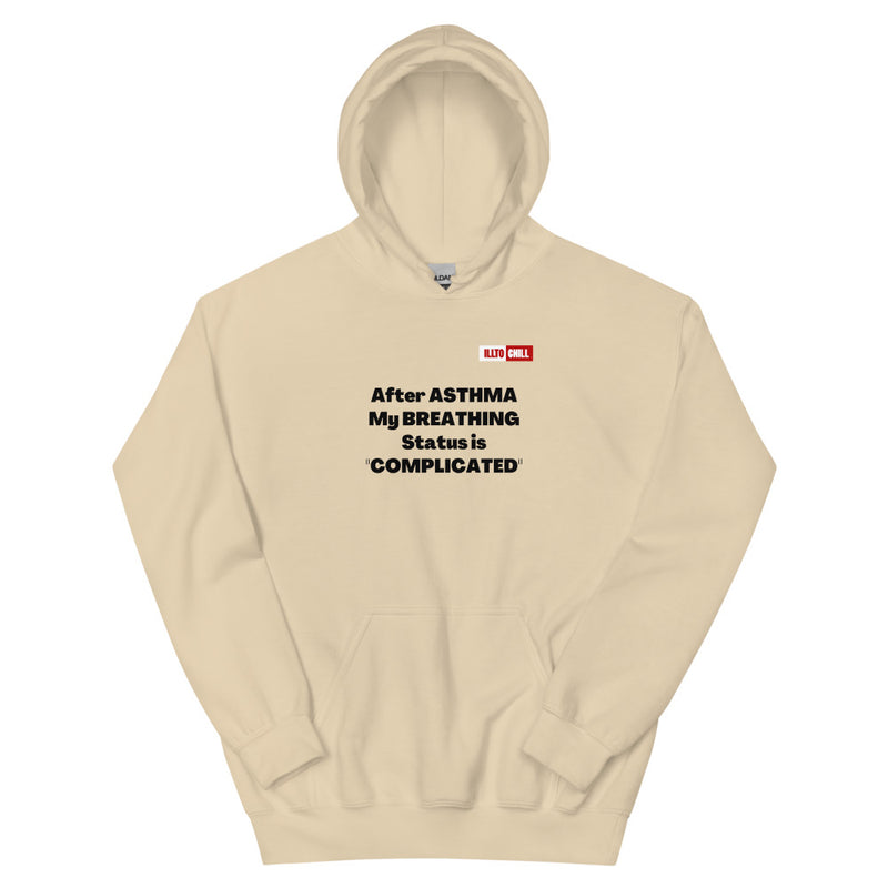 Sand Hoodie Front 1 - ILLTOCHILL Asthma awareness 'Breathing status complicated' funny asthma gift Unisex Hoodie