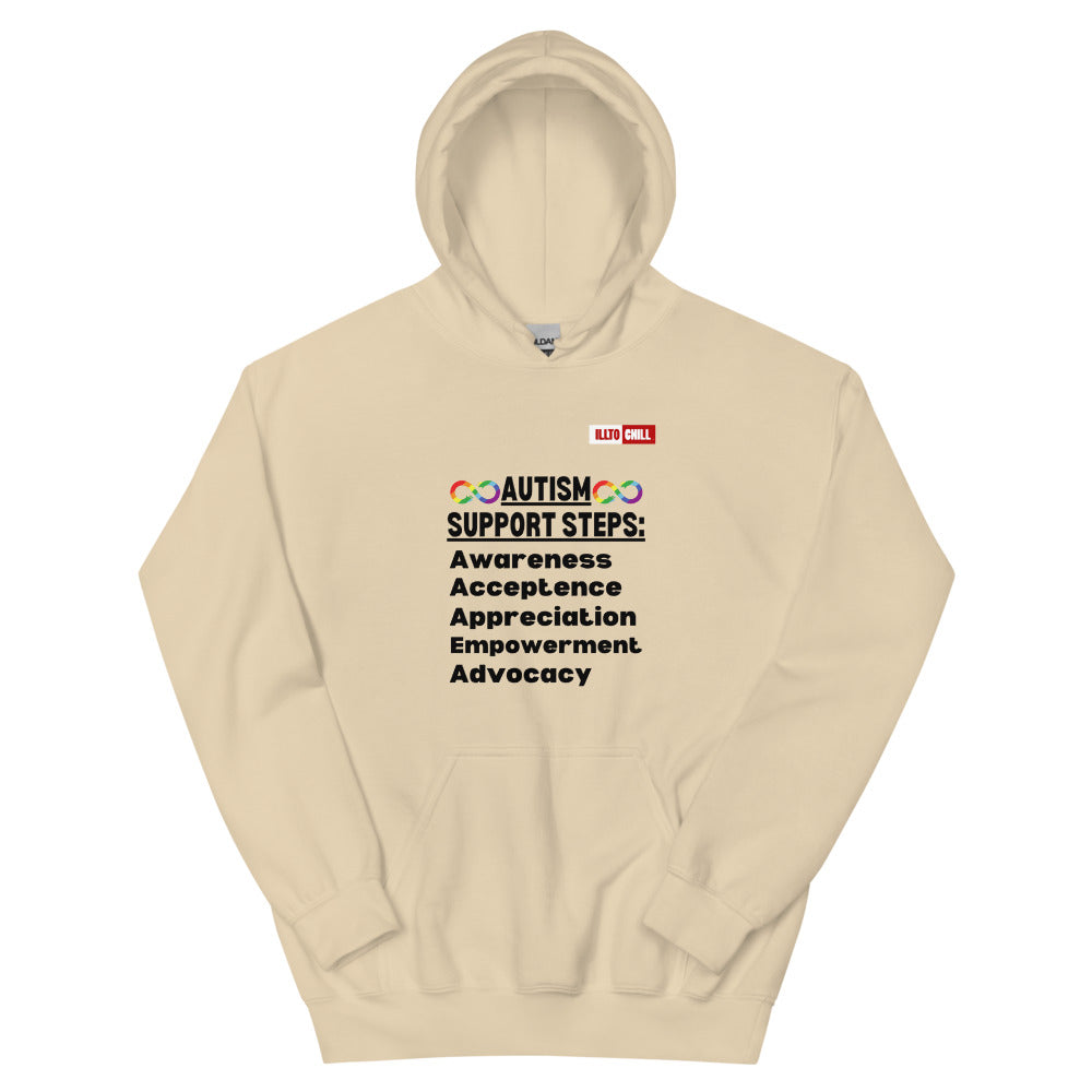 Sand Hoodie Front 1 - ILLTOCHILL Autism awareness gift 'Autism support steps' autistic Unisex Hoodie
