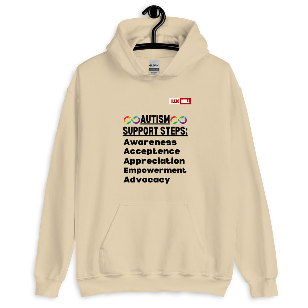 Sand Hoodie Front 2 - ILLTOCHILL Autism awareness gift 'Autism support steps' autistic Unisex Hoodie