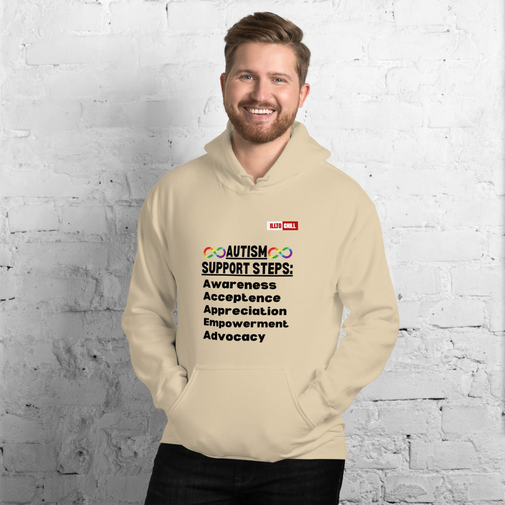 Sand Hoodie Front 3 - ILLTOCHILL Autism awareness gift 'Autism support steps' autistic Unisex Hoodie