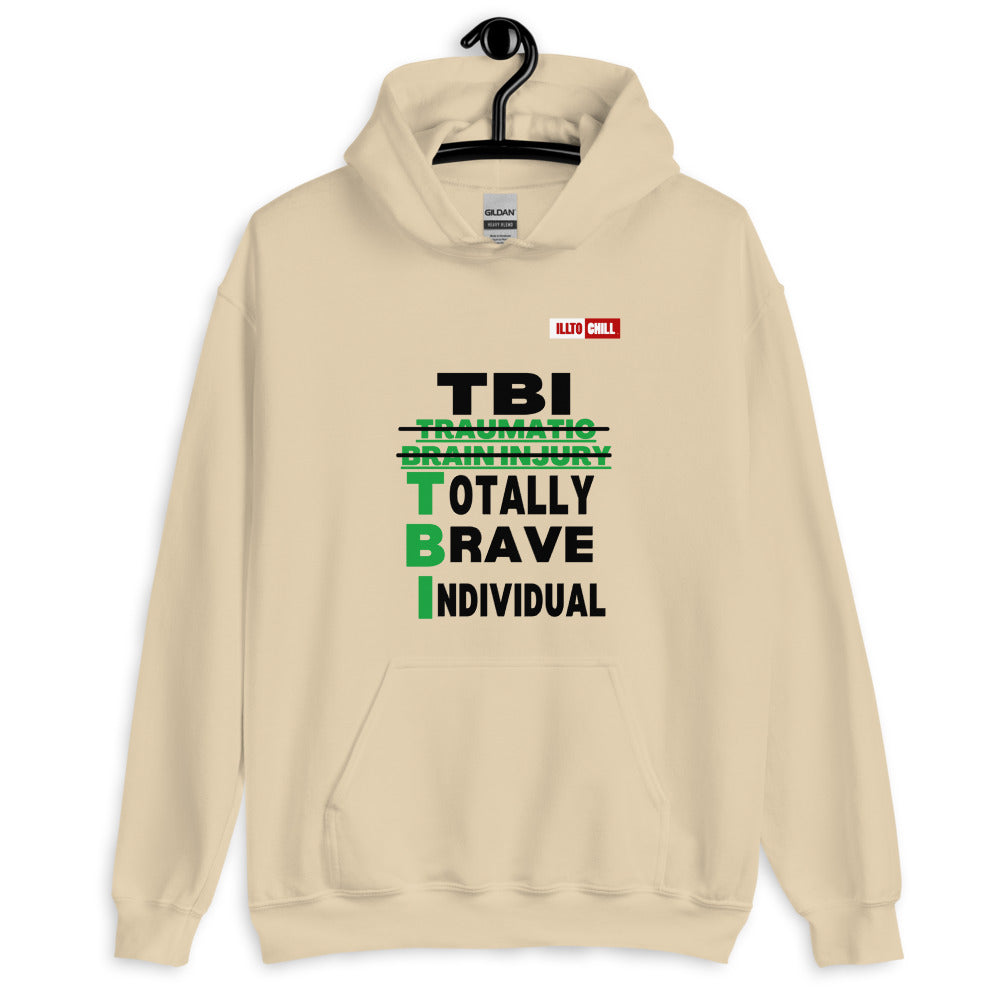 Sand Hoodie Front 2 - ILLTOCHILL Brain Injury awareness 'TBI Totally Brave Individual' TBI support gift Unisex Hoodie