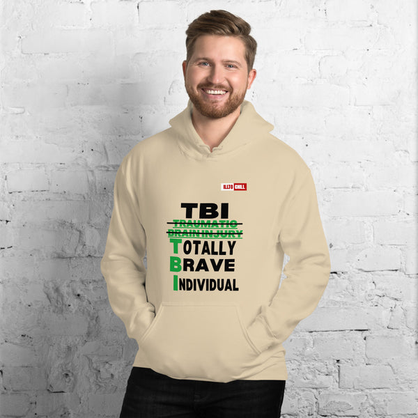 Sand Hoodie Front 3 - ILLTOCHILL Brain Injury awareness 'TBI Totally Brave Individual' TBI support gift Unisex Hoodie