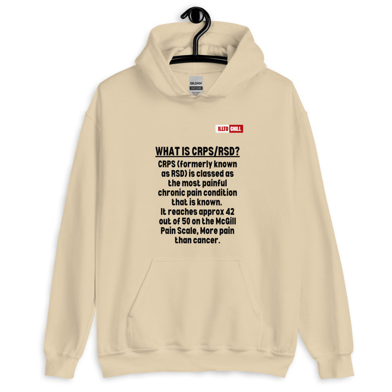 Sand Hoodie Front 2 - ILLTOCHILL Complex regional pain syndrome awareness 'What is CRPS,RSD' gift Unisex Hoodie.