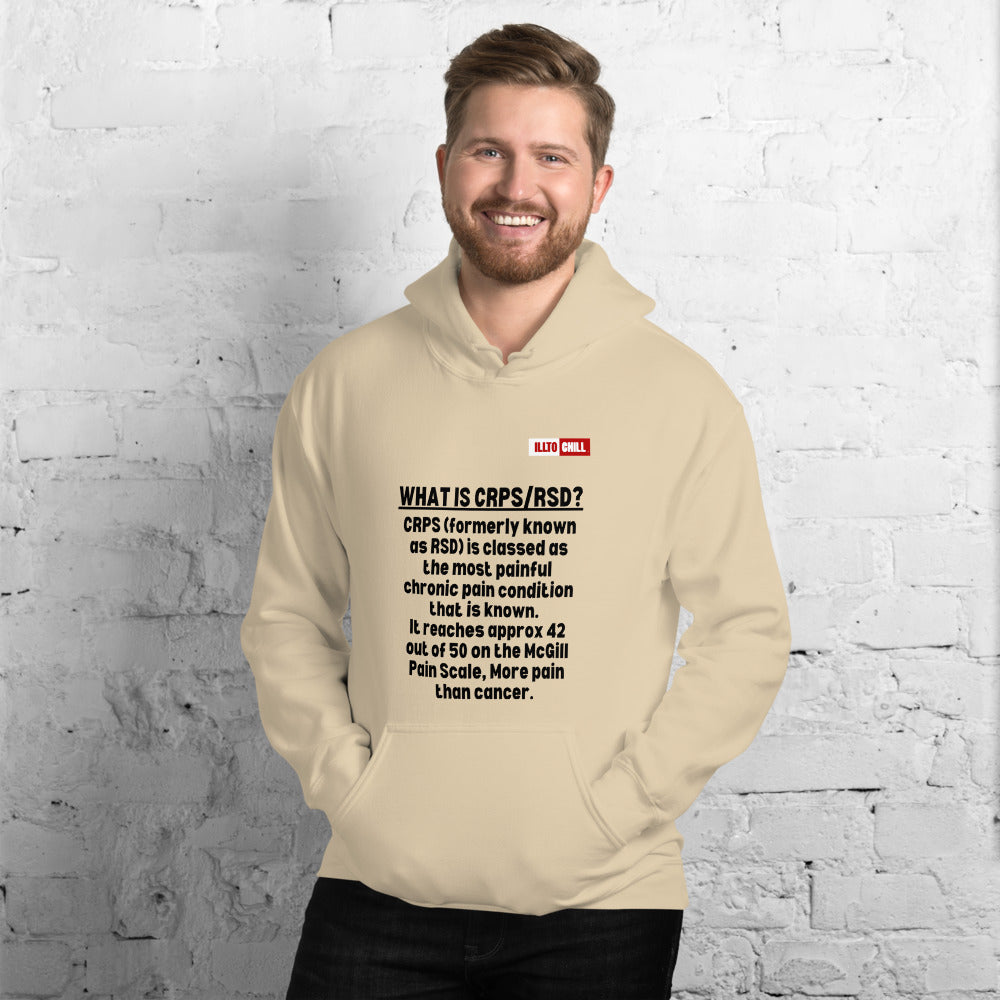 Sand Hoodie Front 3 - ILLTOCHILL Complex regional pain syndrome awareness 'What is CRPS,RSD' gift Unisex Hoodie.