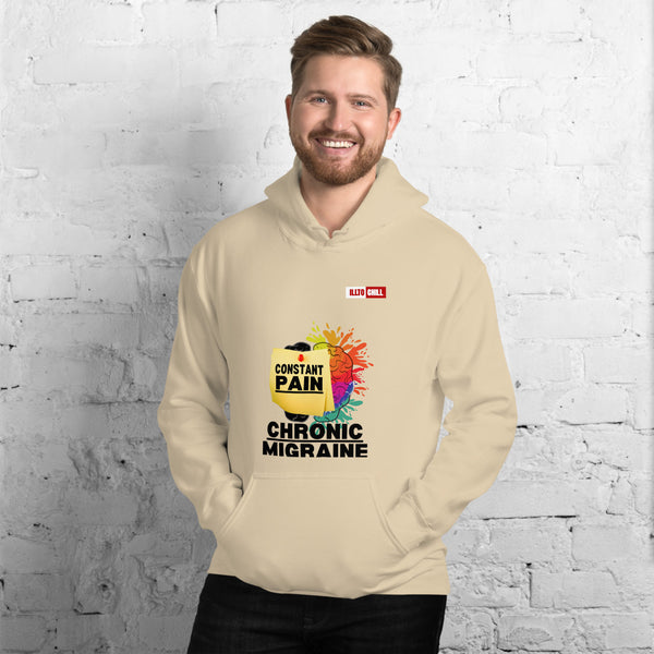 Sand Hoodie Front 3 - ILLTOCHILL Chronic Migraine 'Constant Pain' migraine support gift Unisex Hoodie.