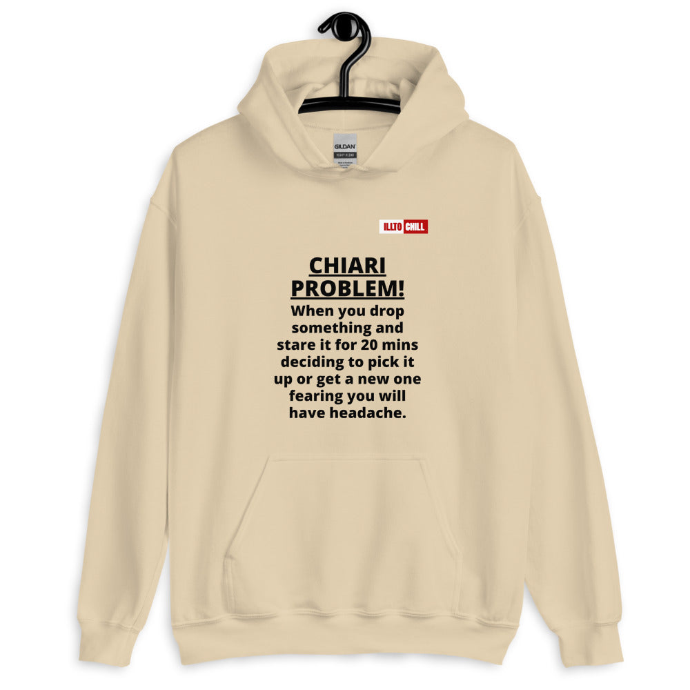 Sand Hoodie Front 2 - ILLTOCHILL CHIARI malformation problem awareness educational CM gift Unisex Hoodie.