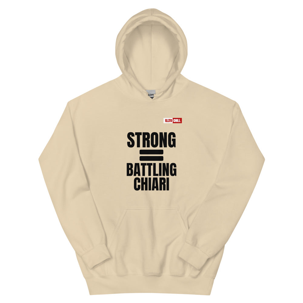 Sand Hoodie Front 1 - ILLTOCHILL Chiari Malformation Awareness 'Strong is equal to Batting CM ' Gift Unisex Hoodie.