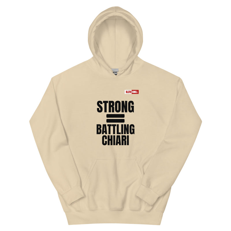 Sand Hoodie Front 1 - ILLTOCHILL Chiari Malformation Awareness 'Strong is equal to Batting CM ' Gift Unisex Hoodie.