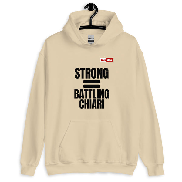Sand Hoodie Front 2 - ILLTOCHILL Chiari Malformation Awareness 'Strong is equal to Batting CM ' Gift Unisex Hoodie.