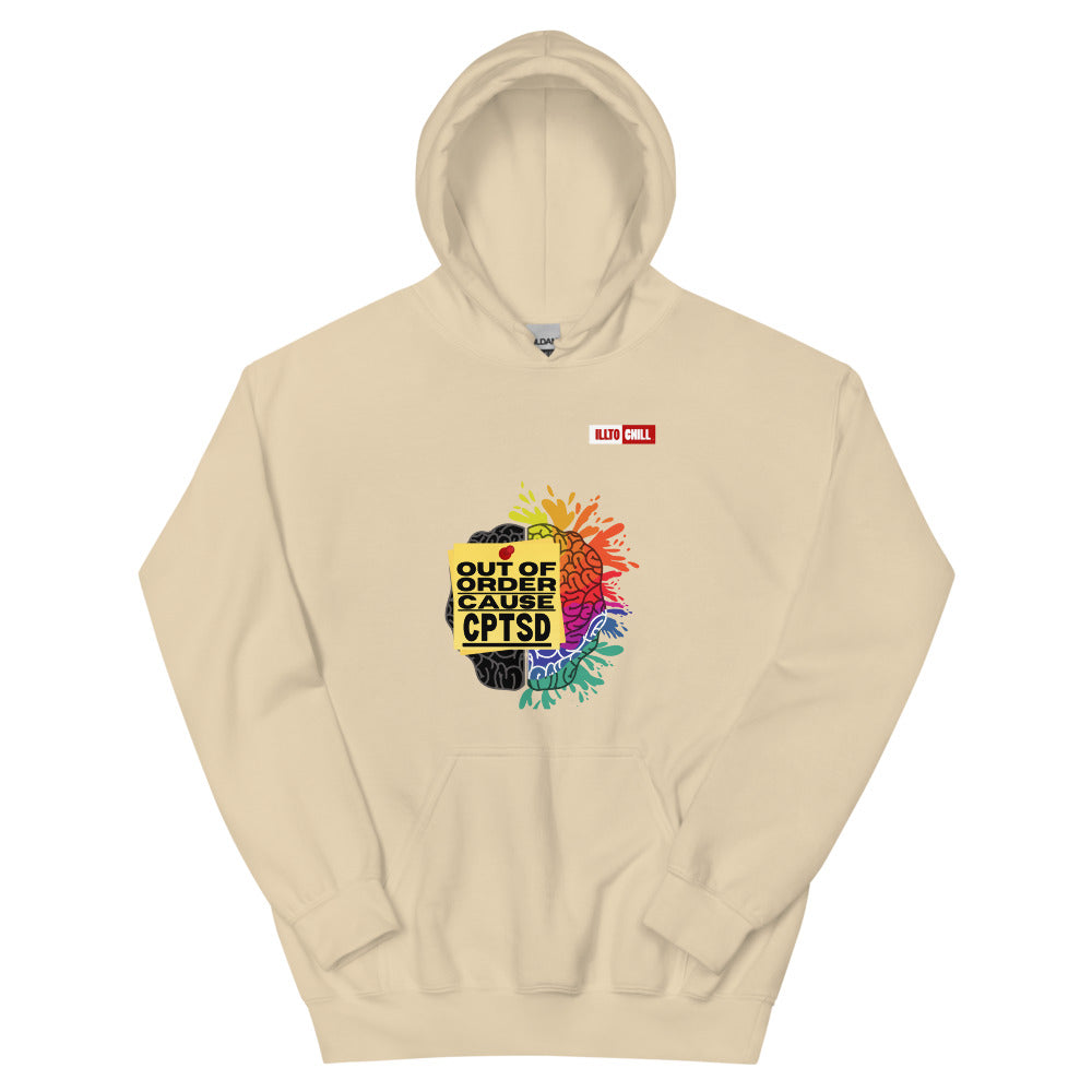 Sand Hoodie Front 1 - ILLTOCHILL CPTSD 'Out of order' Complex post traumatic stress disorder Awareness gift Unisex Hoodie.
