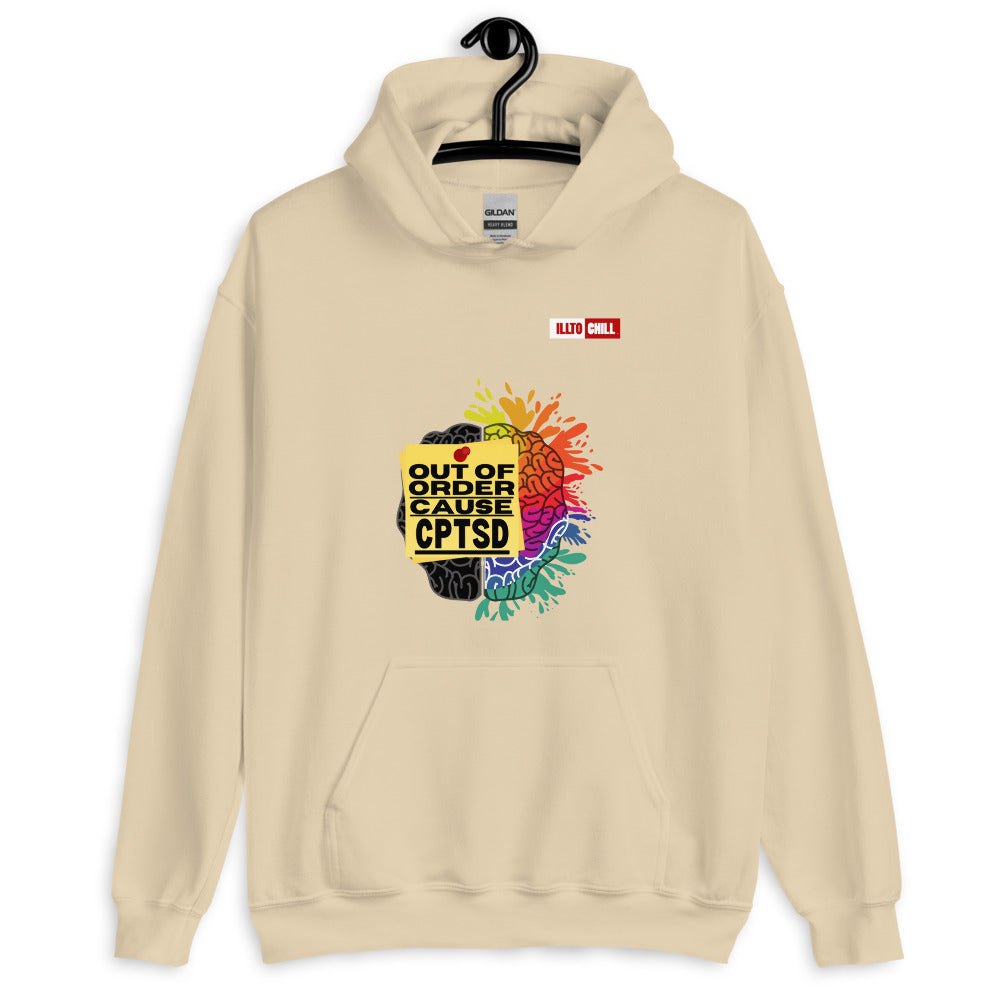 Sand Hoodie Front 2 - ILLTOCHILL CPTSD 'Out of order' Complex post traumatic stress disorder Awareness gift Unisex Hoodie.