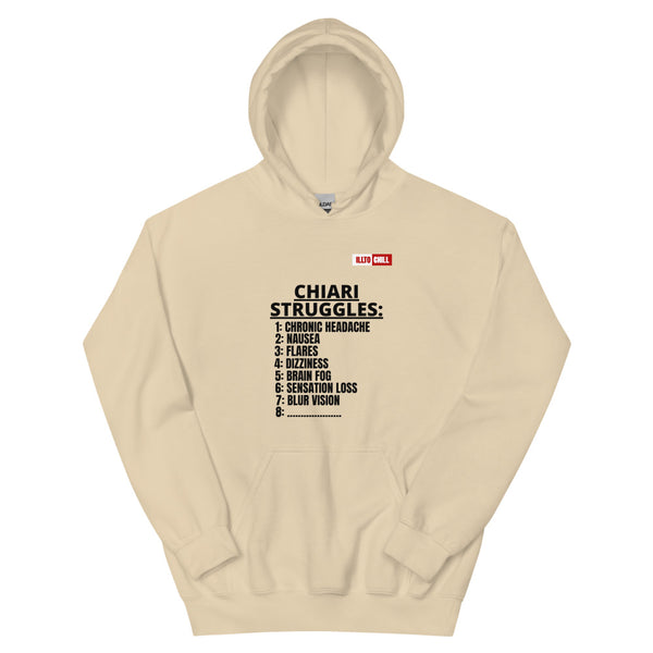 Sand Hoodie Front 1 - ILLTOCHILL CM Chiari Malformation awareness, Chiari Struggles Infinite List gift Unisex Hoodie.